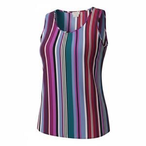 Van Heusen Striped Sleeveless Scoop Neck Top Large